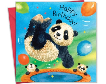 Kindergeburtstagskarte für Jungen oder Mädchen Panda - Kinder Geburtstagskarte - Kindergeburtstag Tiere