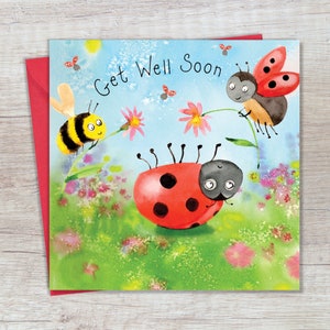 Get Well Soon Card Ladybug – Get Well Card – Get Well Soon Cartes pour femmes ou hommes