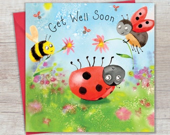 Get Well Soon Card Ladybug – Get Well Card – Get Well Soon Cartes pour femmes ou hommes