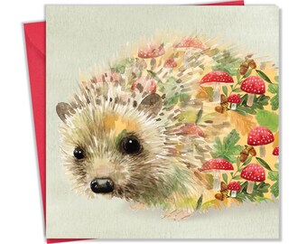Hedgehog Greeting Card - Blank Inside for Any Occasion - Animal Birthday Card for Men or Women - Nature Wildlife Art