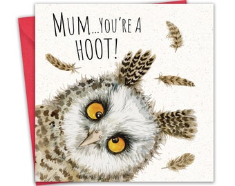 Funny Mother's Day Card for Mum - Owl - Happy Mothers Day Card from Son or Daughter - Mothering Sunday Cards - Mummy Mothersday Card