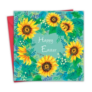 Carte de Pâques - Tournesols - Joyeuses Pâques cartes pour maman papa et grand-père - voeux floraux pour fils fille petit-fils petite-fille ami