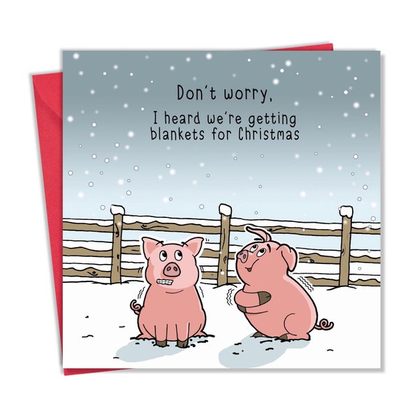 Funny Christmas Card with Pigs in Blankets - Funny Xmas Card - Merry Christmas Card – Funny Christmas Gift - Holiday Card - Humour Card