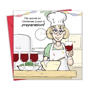 Grappige kerstkaart met wijnbereiding - vrolijke kerstkaart grappig - kerstkaart - dameskerstkaart voor haar vrouw vriendin partner