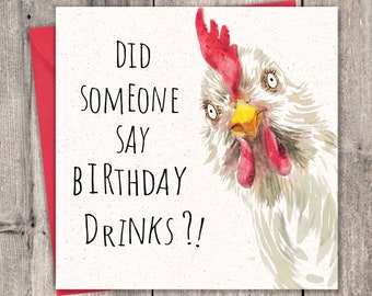 Funny Birthday Card Chicken – Funny Birthday Card For Him - Funny Birthday Card For Her - Funny Happy Birthday Card - Funny Card Birthday