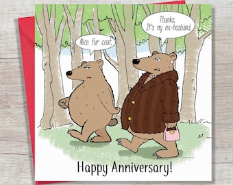 Anniversary Card Bears - Funny Wedding Anniversary Card For Husband or Wife or Couple or Mum & Dad