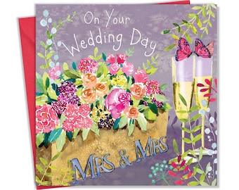 Same Sex Wedding Card - Mrs and Mrs Wedding Card - Wedding Card For Bride and Bride - Lesbian Couple Wedding Card