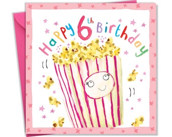 6th Birthday Card for Girls - 6 Year Old Birthday Card Girl - Girls Birthday Card - Age 6 Birthday Card - Childrens Birthday Card Age Six