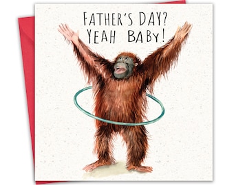 Divertente biglietto per la festa del papà per papà - Orangutan - Biglietto felice per la festa del papà di figlio o figlia - Biglietto per la festa del papà con umorismo divertente