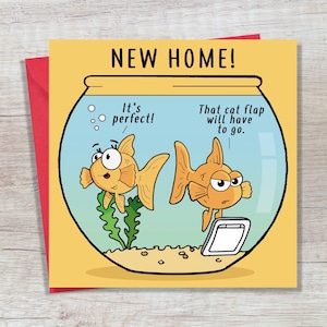 Nieuwe Home Card Grappige Goldfish Bowl Cat Flap - Grappige Nieuwe House Card