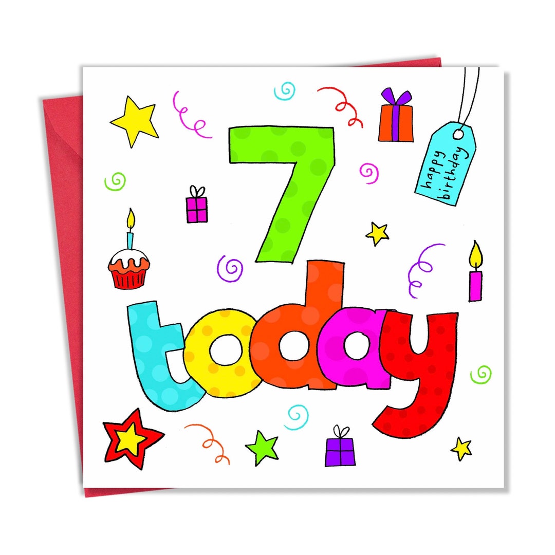 7th-birthday-card-for-boy-or-girl-seventh-birthday-card-girl-etsy