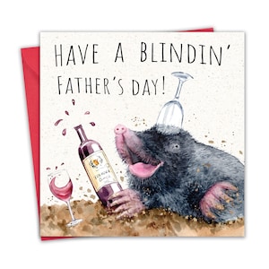 Carte de fête des pères amusante pour papa - vin rouge taupe - carte de fête des pères heureuse de fils ou de fille - carte de fête des pères papa humour drôle