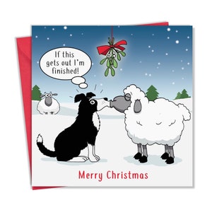 Cartão de Natal engraçado com beijo de cão pastor - Cartão de Natal engraçado - Cartão de Feliz Natal - Presente de Natal engraçado - Cartão de Natal - Cartão de Humor