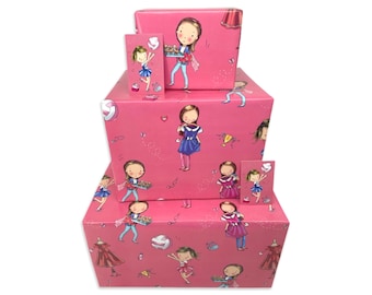 Girls Wrapping Paper - Pink Young Teenager - 2, 4 or 6 Sheets & Tags - 70cm x 50cm Folded Sheets - Cute Children's Happy Birthday Gift Wrap