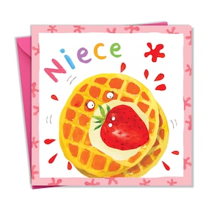 Carte d’anniversaire de nièce pour les filles avec un design de gaufre mignon - Carte d’anniversaire pour nièce - Carte de nièce pour enfants
