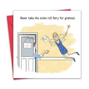 Grappige kaart - toiletfee - verjaardagskaart voor mannen of vrouwen - blanco binnenkant voor elke gelegenheid voor hem - jubileum - vaderdag - Moederdag