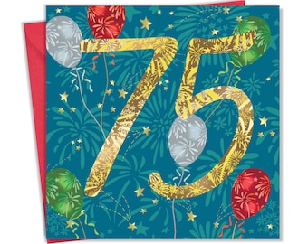 Happy 75th Birthday Card for Him Her - 75 Jahre Alte Karte - Alterskarte - Unisex Karte zum 75. Geburtstag