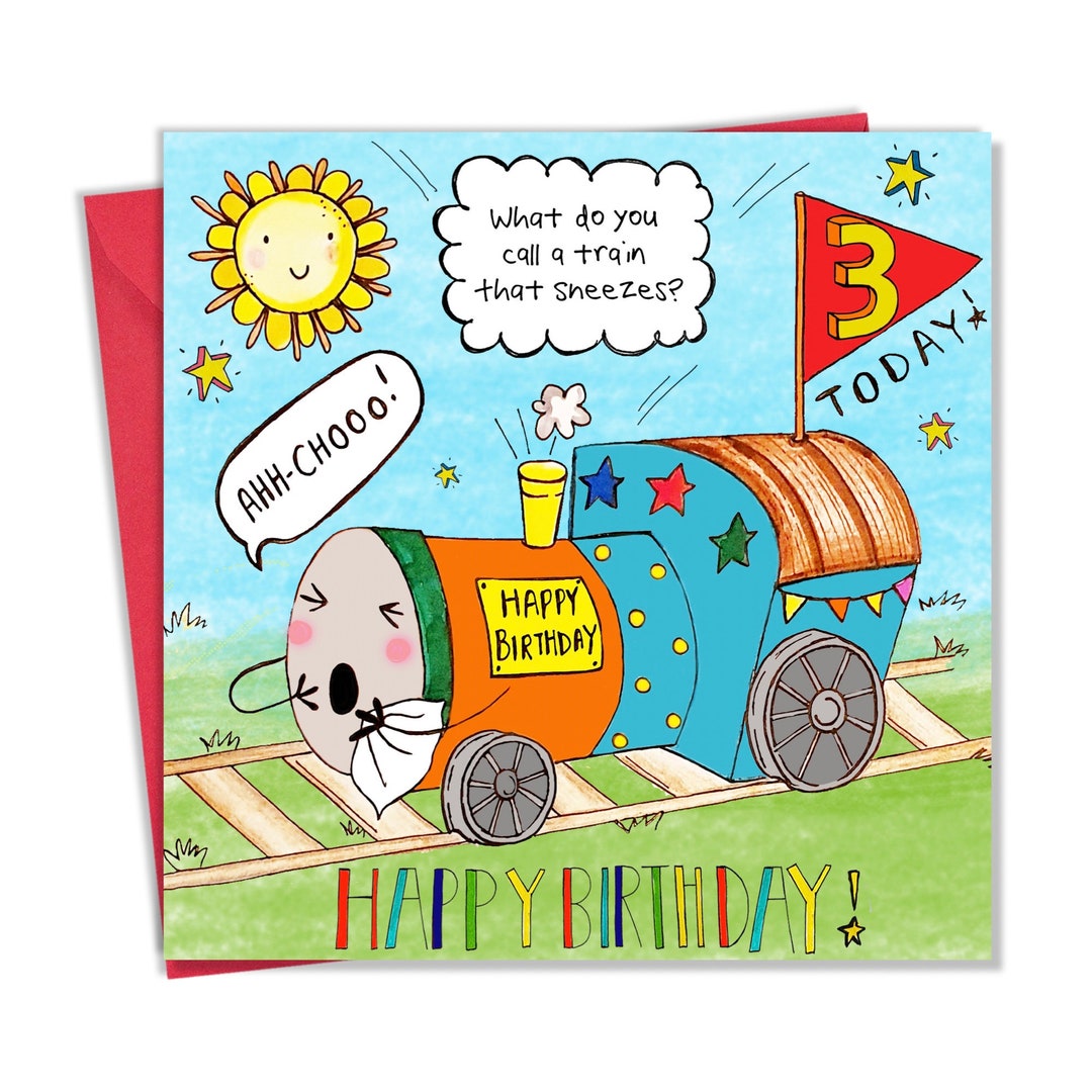 3rd Birthday Card - Funny Joke Childrens Birthday Card - Age 3