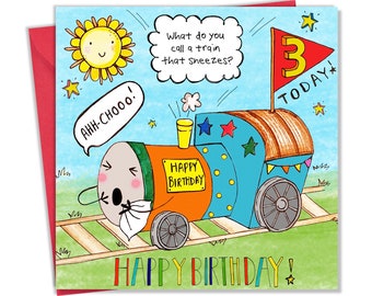 3rd Birthday Card - Funny Joke Childrens Birthday Card - Age 3