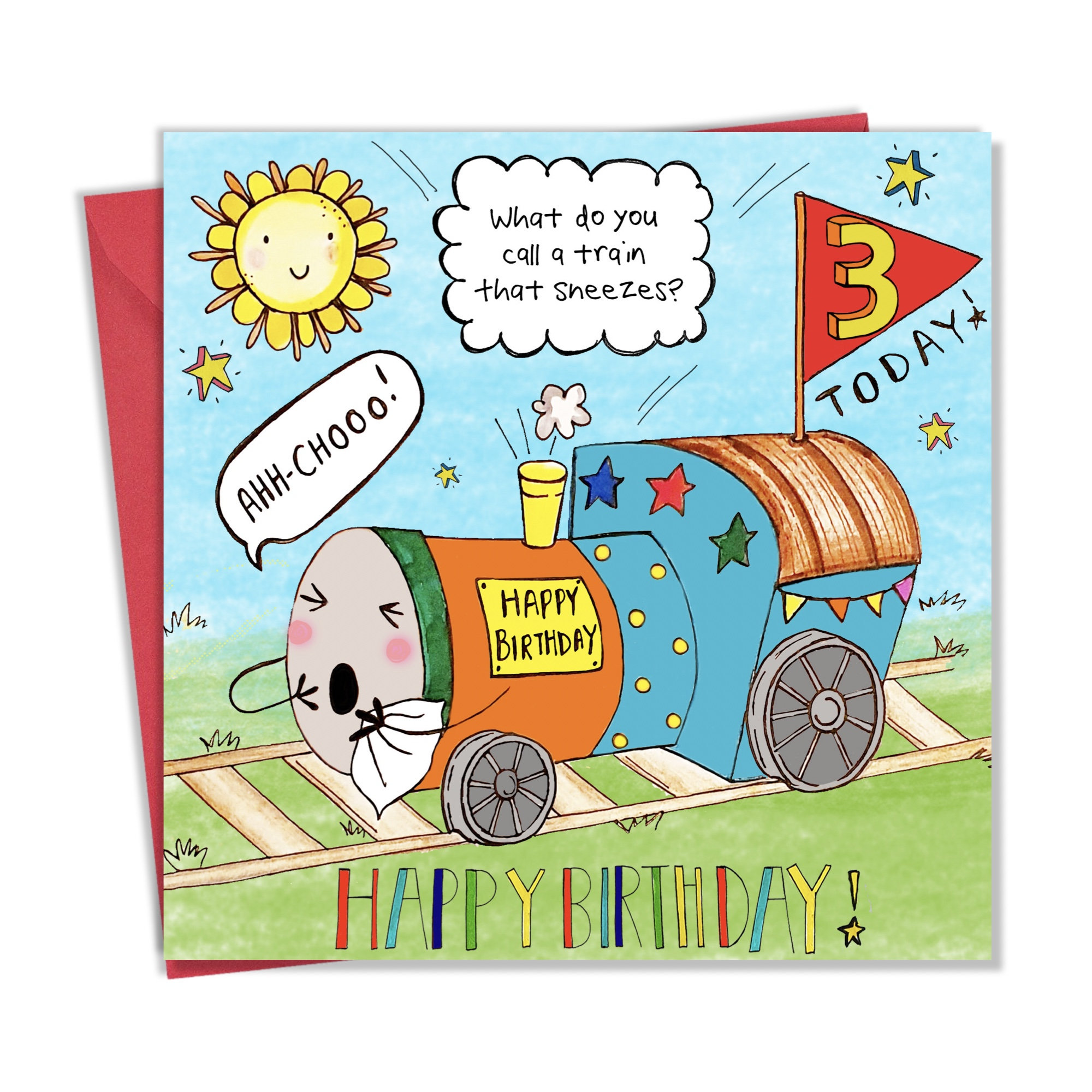 3rd Birthday Card - Funny Joke Childrens Birthday Card - Age 3