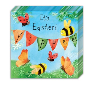 Lot de 6 cartes de Pâques - Motif abeilles et coccinelles - Multipack de jolies cartes de Pâques - Lot de 6 cartes de Pâques - Cartes Joyeuses Pâques