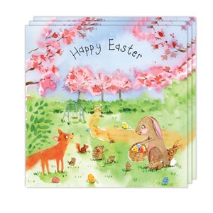 Lot de 3 cartes de Pâques - Lapin de Pâques - Multipack de jolies cartes de Pâques - Lot de 3 cartes de Pâques - Joyeuses Pâques