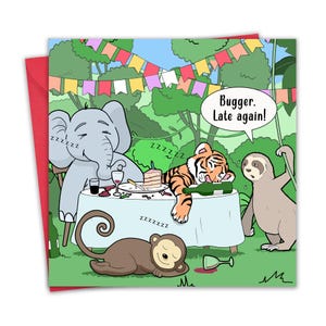 Carte d'anniversaire drôle - paresseux tardif - intérieur vierge - carte d'anniversaire humoristique pour homme et femme - anniversaire tardif lui - mari femme maman papa