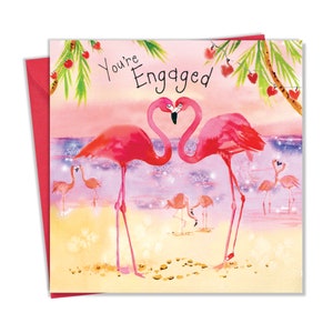 Carte de fiançailles avec des flamants roses - sur votre carte de fiançailles - carte de fiançailles pour les couples - carte de fiançailles