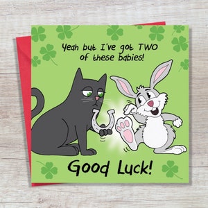 Good Luck Card Funny Horseshoe Rabbit Foot - Drôle de cartes Good Luck