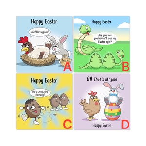 Lustige Osterkarten 3er-Pack - 6 Designs zur Auswahl - Lustige Osterkarten Multipack - 3er-Pack Osterkarten - Frohe Ostern Karten