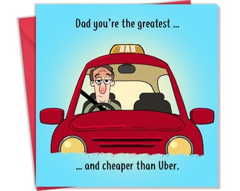 Carte drôle de fête des pères papa Uber Taxi - carte drôle de fête des pères - carte drôle de fête des pères
