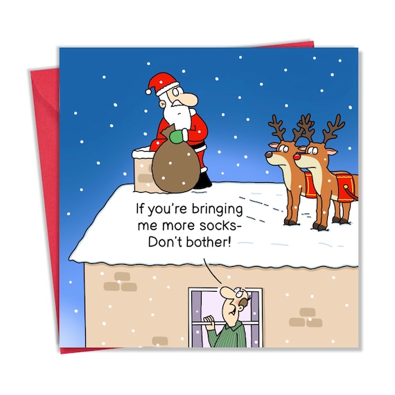 Tongue In Peach Funny Christmas Card - Dead Tree Eat Sweets Socks - View #11