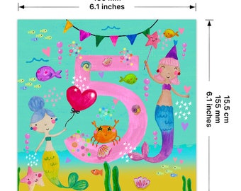 Joli Coon Carte D'Anniversaire Fille 5 Ans - Premium Happy Birthday Carte Joyeux Anniversaire Pour Enfants - Carte Avec Enveloppe Et Autocollant Sceau Doré