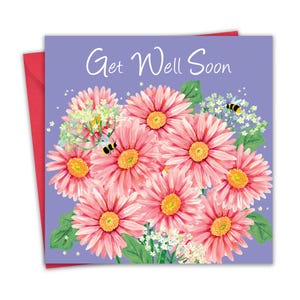 Tarjeta de pronta recuperación - Gerberas florales - Tarjeta de pronta recuperación para mujer adulta