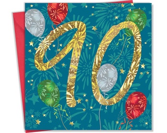 Cartão de feliz aniversário de 90 anos para ele e ela - Cartão de 90 anos - Cartão de idade 90 - Cartão unissex de aniversário de 90 anos Amigo Marco Vovô Nan Mãe Pai