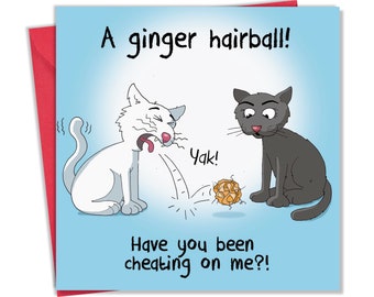 Grappige kaart met Cat Hairball - Cat Blank Card - Funny Cat Verjaardagskaart voor mannen of vrouwen - Cat Happy Birthday Card voor haar of hem - Cat Card
