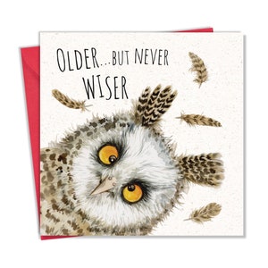 Carte d'anniversaire drôle hibou - carte drôle pour homme ou femme - joyeux anniversaire pour lui - humour animal - blanc à l'intérieur