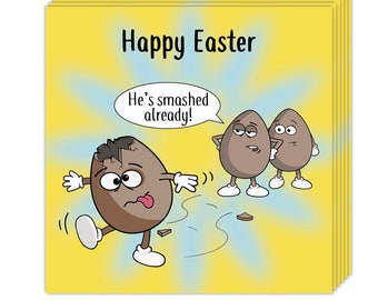 Pack of 10 Funny Easter Cards - Smashed Egg Design - Humour Easter Cards Multipack - 10 Pack of Easter Cards - Happy Easter Cards