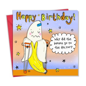 Biglietto di compleanno per bambini con design a banana – Divertente scherzo per bambini – Biglietto di compleanno per bambini per ragazzo o ragazza