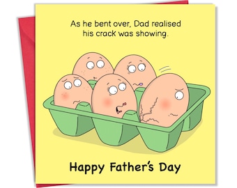 Biglietto divertente per la festa del papà con disegno del papà incrinato - Biglietto divertente per la festa del papà della figlia - Biglietto divertente per la festa del papà del figlio