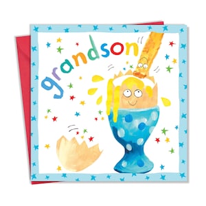 Carte d’anniversaire petit-fils pour garçons avec conception d’œufs à la coque souriante - Carte d’anniversaire pour petit-fils - Carte d’anniversaire petit-fils pour enfants