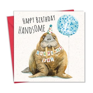 Grappige verjaardagskaart Walrus - grappige kaart voor mannen - gelukkige verjaardag voor hem - mannelijke verjaardag - dierlijke humor - blanco binnenkant