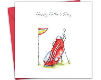 Golf Father's Day Card for Dad - Golf Bag - Happy Fathers Day Card from Son or Daughter - Daddy Father Day Card Golf