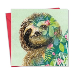 Carte de vœux paresseux - Intérieur vierge pour toute occasion - Carte d’anniversaire animal pour hommes ou femmes - Nature Wildlife Art