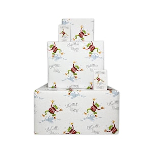 Carta da regalo natalizia divertente - Maglione natalizio a forma di rana - 2, 4 o 6 fogli e etichette - Fogli piegati da 70 cm x 50 cm - Carta da regalo natalizia divertente
