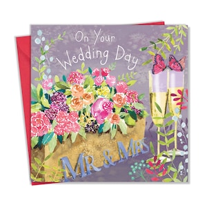 Cadre floral de carte de mariage - cartes de mariage pour la mariée et le marié - carte de mariage de félicitations