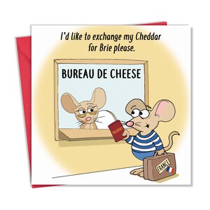 Biglietto divertente con Bureau De Cheese - Biglietto vuoto divertente - Biglietto di compleanno divertente per uomini e donne - Biglietto di buon compleanno per lei e lui - Biglietto di buon viaggio