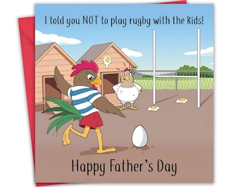 Fathers Day Card - Rugby Humour - Funny Rugby Happy Father's Day Card for Dad