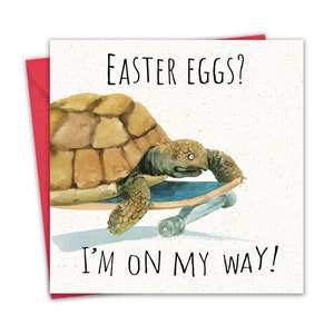 Carte de Pâques drôle - tortue - cartes de joyeuses Pâques pour maman papa et grand-père - voeux de Pâques pour fils fille petit-fils petite-fille ami