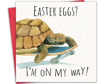 Carte de Pâques drôle - tortue - cartes de joyeuses Pâques pour maman papa et grand-père - voeux de Pâques pour fils fille petit-fils petite-fille ami